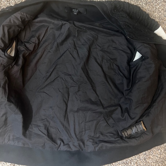 Tibi Black &White Textured Sweeter Bomber Jacket Long Sleeves Zipper Size XS - Picture 11 of 12